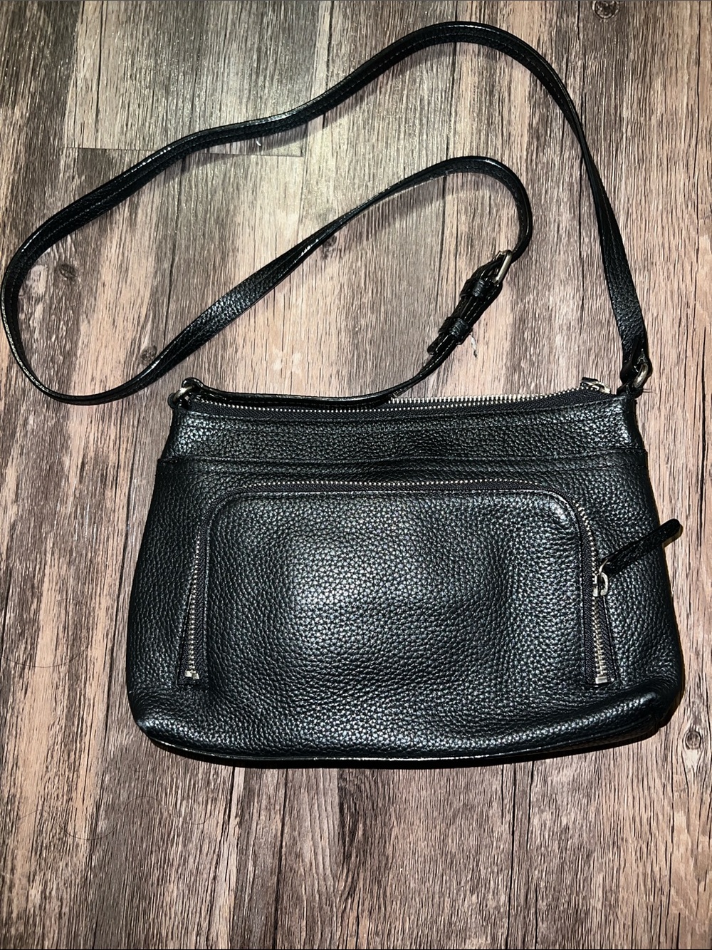 Pebbled Classic Black Leather Crossbody Bag